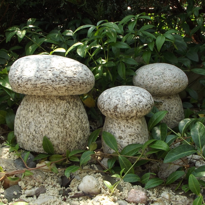 Granitowe ozdobne grzyby zestaw 3 sztuki